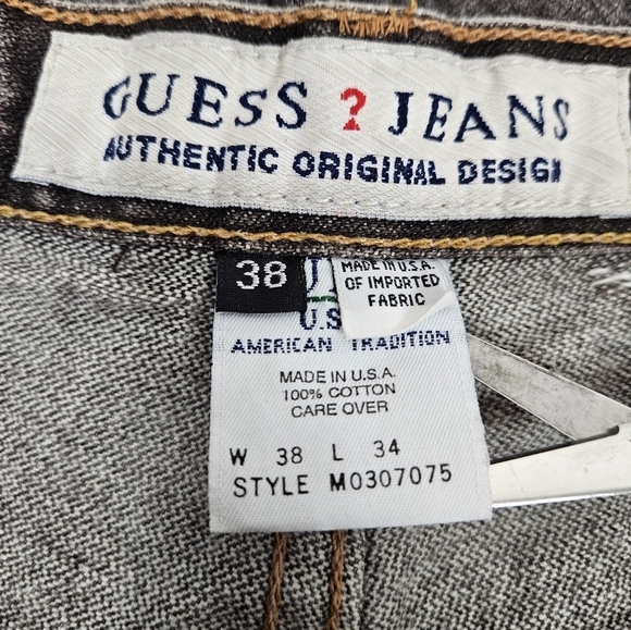 Vintage Guess Stonewashed Black Denim Barrel Jeans Size 38x34 Men's B58 - Picture 9 of 13